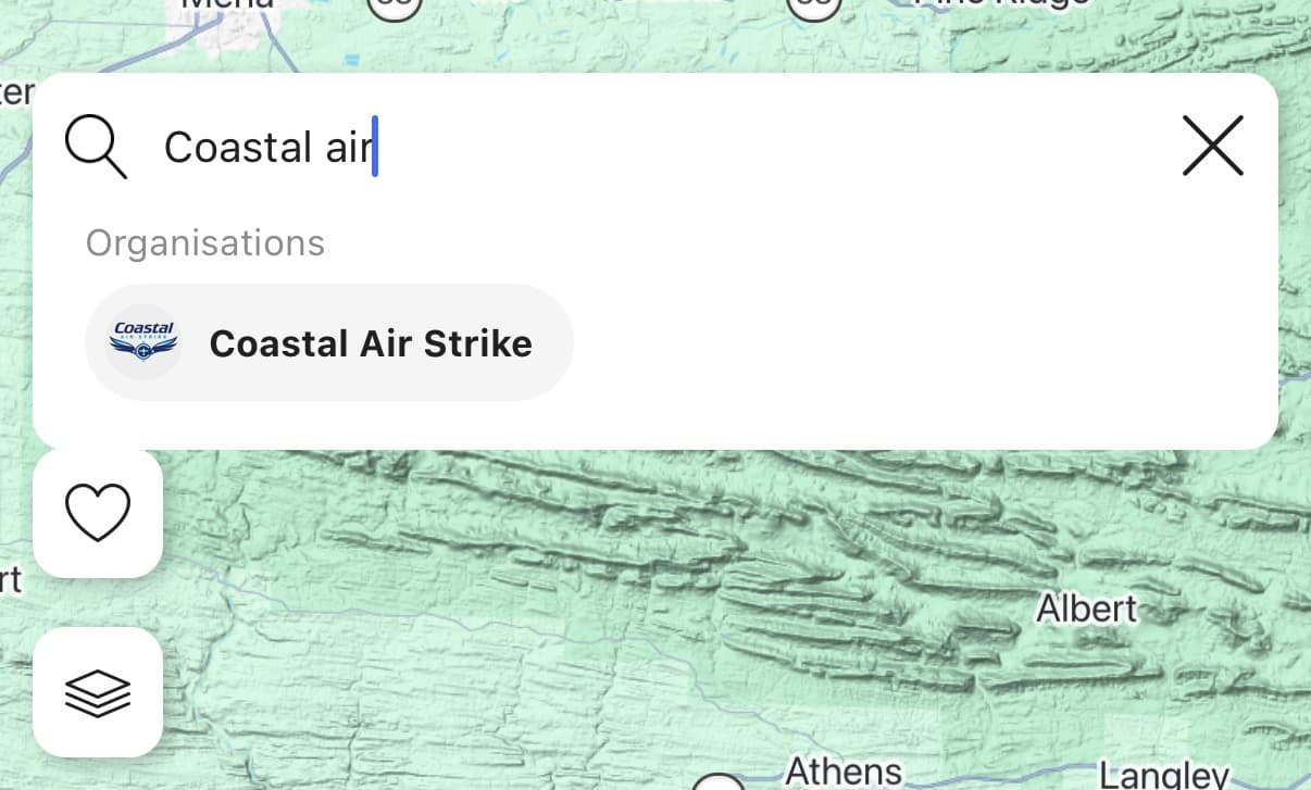 Searching for an organisation in the Waterbomber app
